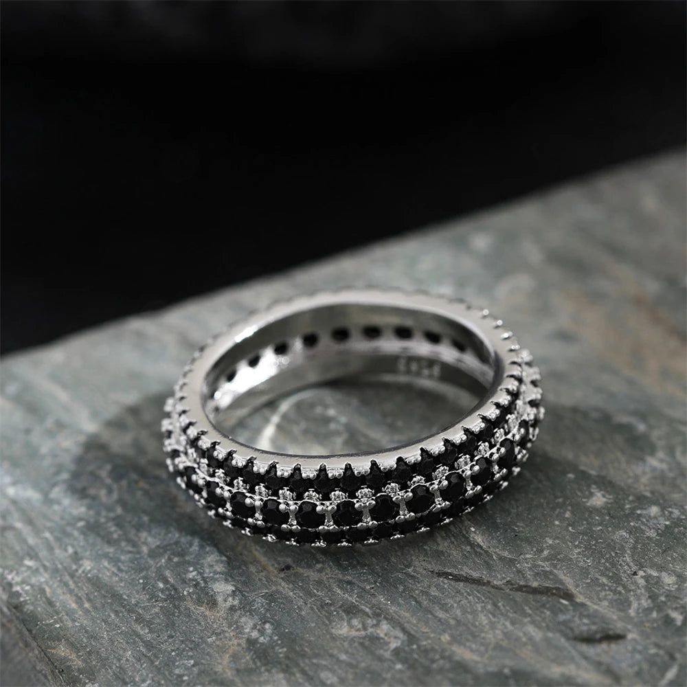 Sparkling Zircon Eternity Sterling Silver  Band