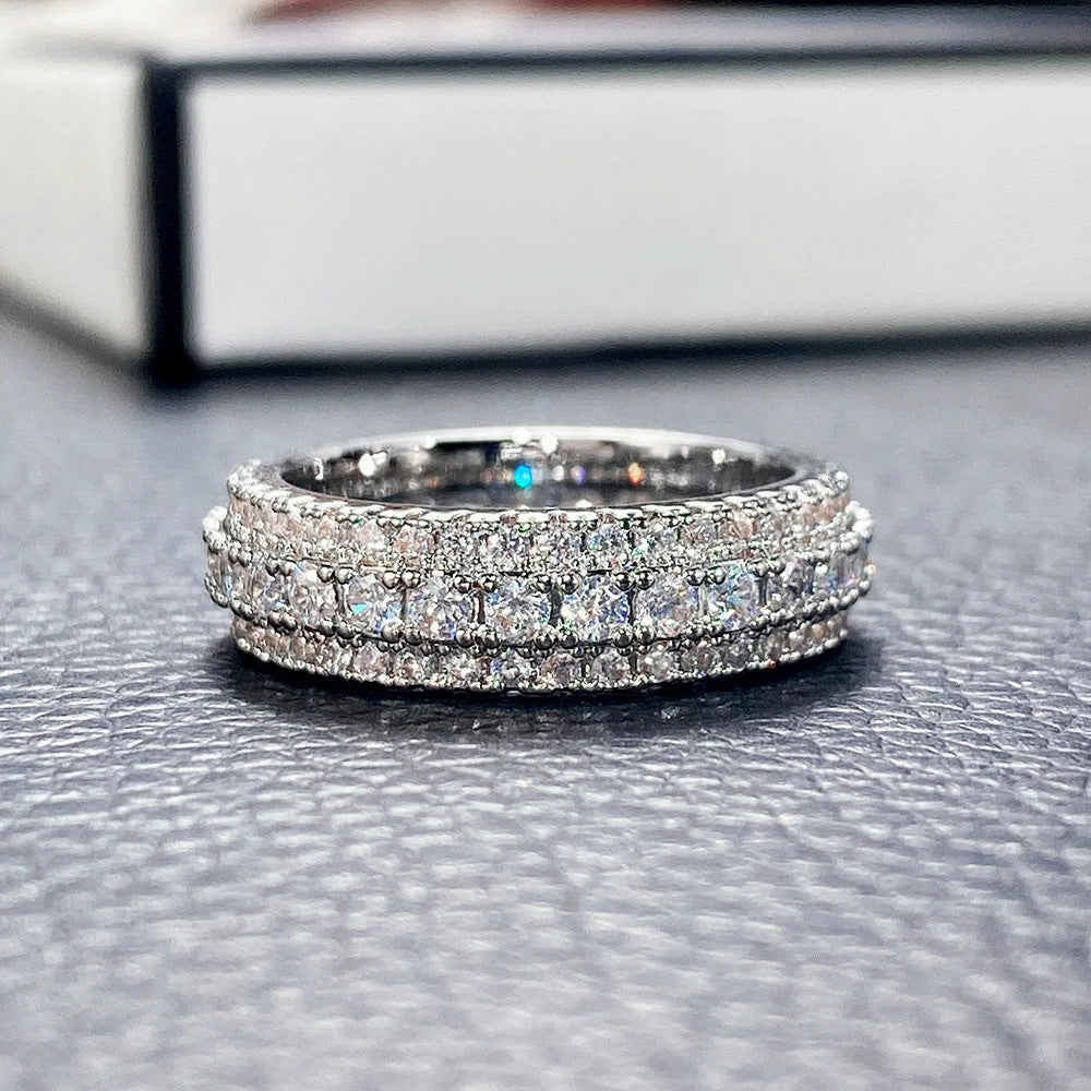 Sparkling Zircon Eternity Sterling Silver  Band
