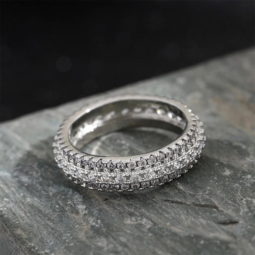 Sparkling Zircon Eternity Sterling Silver  Band