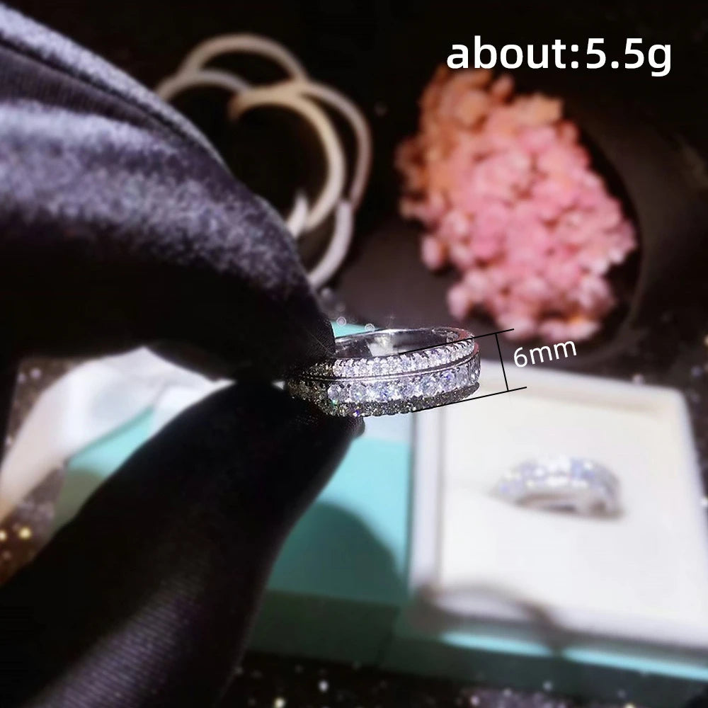 Sparkling Zircon Eternity Sterling Silver  Band