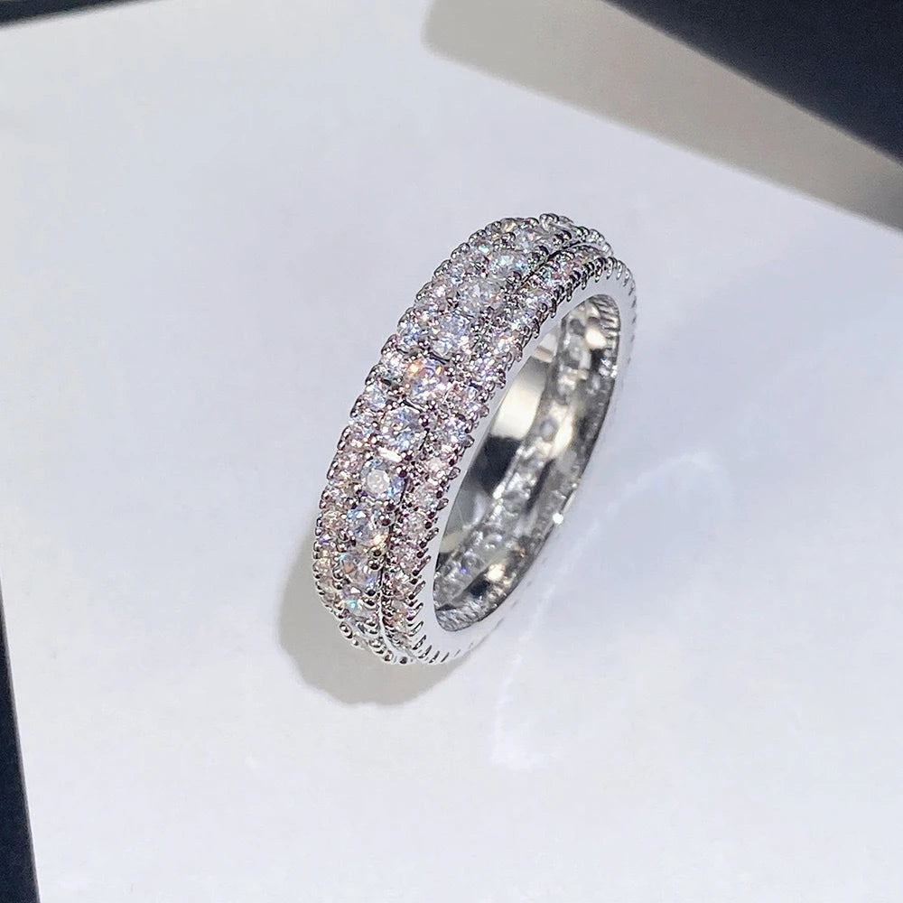 Sparkling Zircon Eternity Sterling Silver  Band