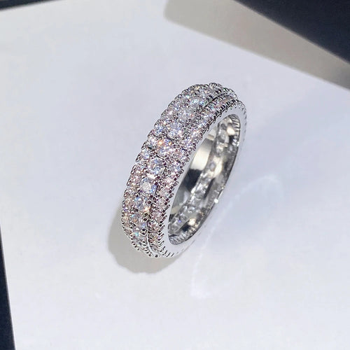 Sparkling Zircon Eternity Sterling Silver  Band