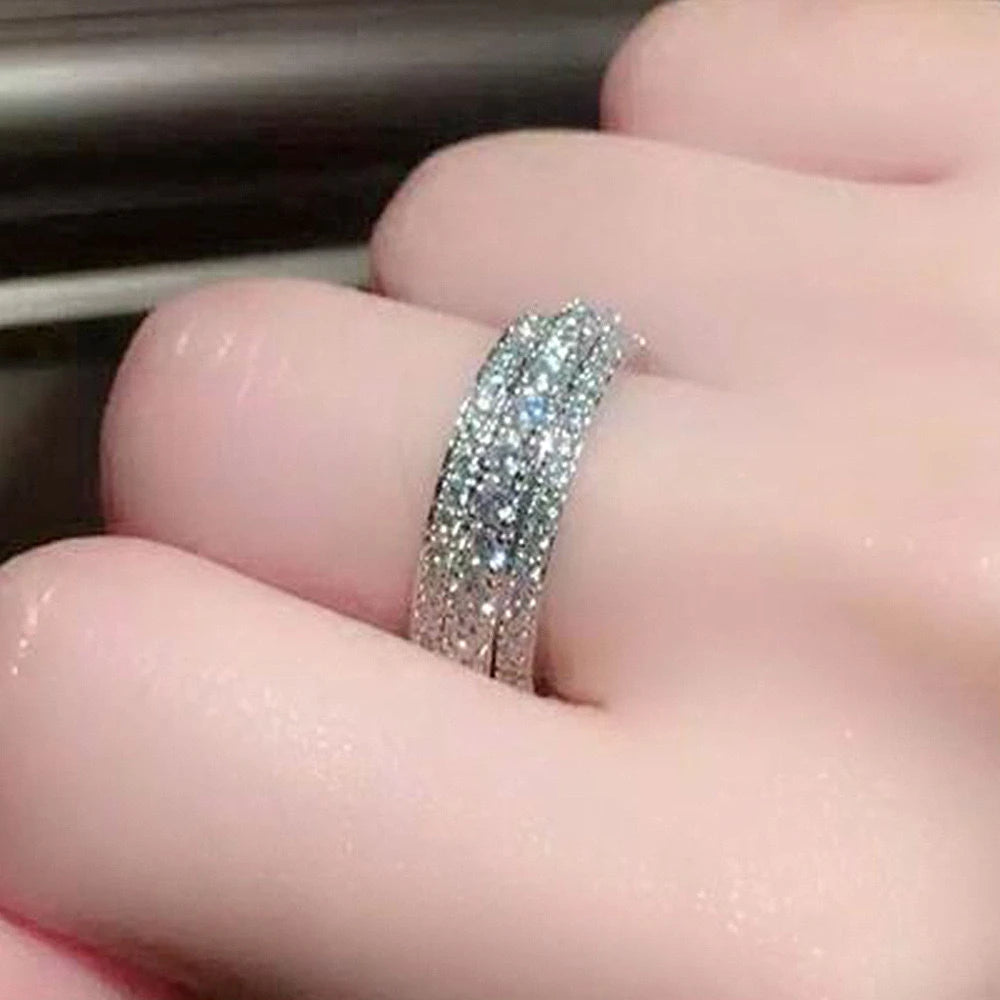 Sparkling Zircon Eternity Sterling Silver  Band